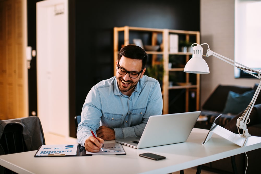 Man staying productive